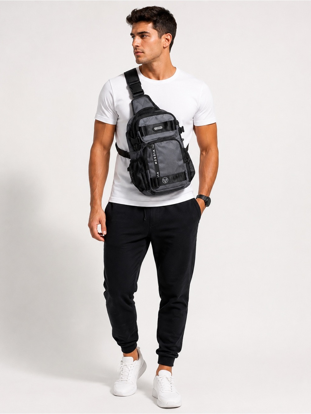 Men's Black Crossbody Sling Bag - Utility Design